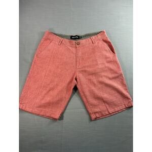 Aberkomim Men’s 36 Red Coral Shorts Casual Preppy Flat Front Summer Cotton